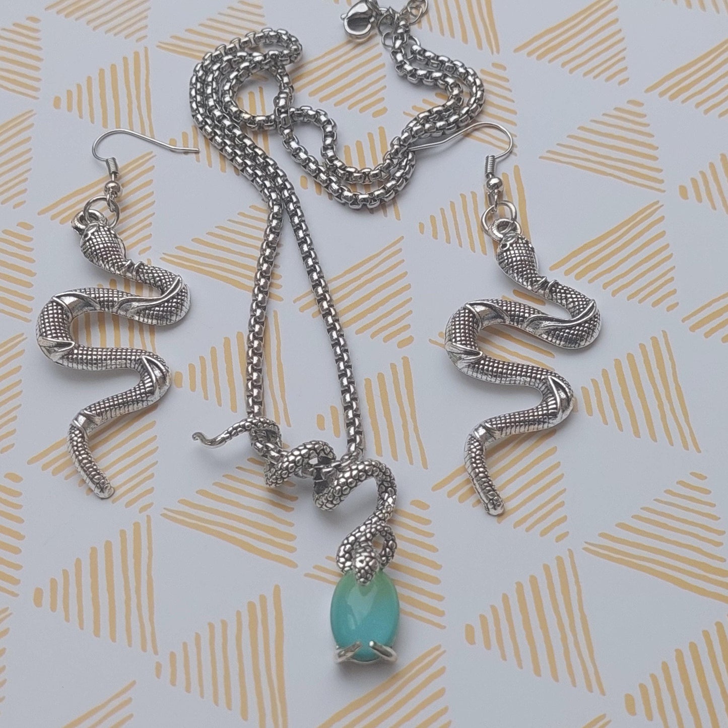 Gothic Dragon & Snake Jewelry Set – Statement Necklace + Earrings | Unique Gift for Her, Fantasy & Gothic Fashion