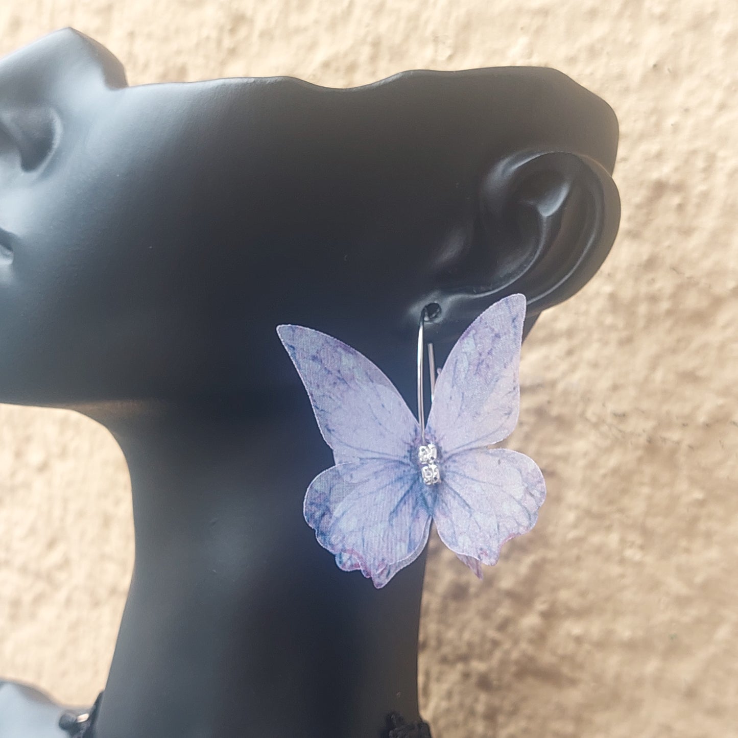 Silk Butterfly Hoop Earrings, Lightweight Fantasy Fairy Jewelry, Handmade Gift