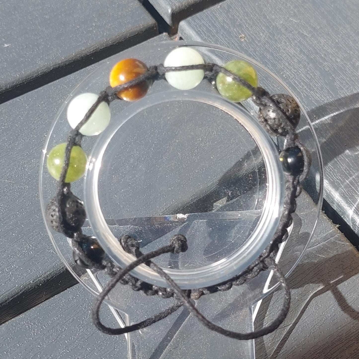 9-Piece Handmade Macrame Gemstone Bracelet Set | Unisex Boho Healing Stone Jewelry Gift