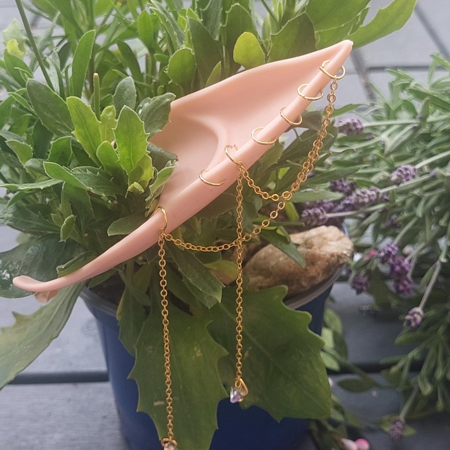 Silicone Elf Ears with Crown - Complete Fantasy Jewelry Set