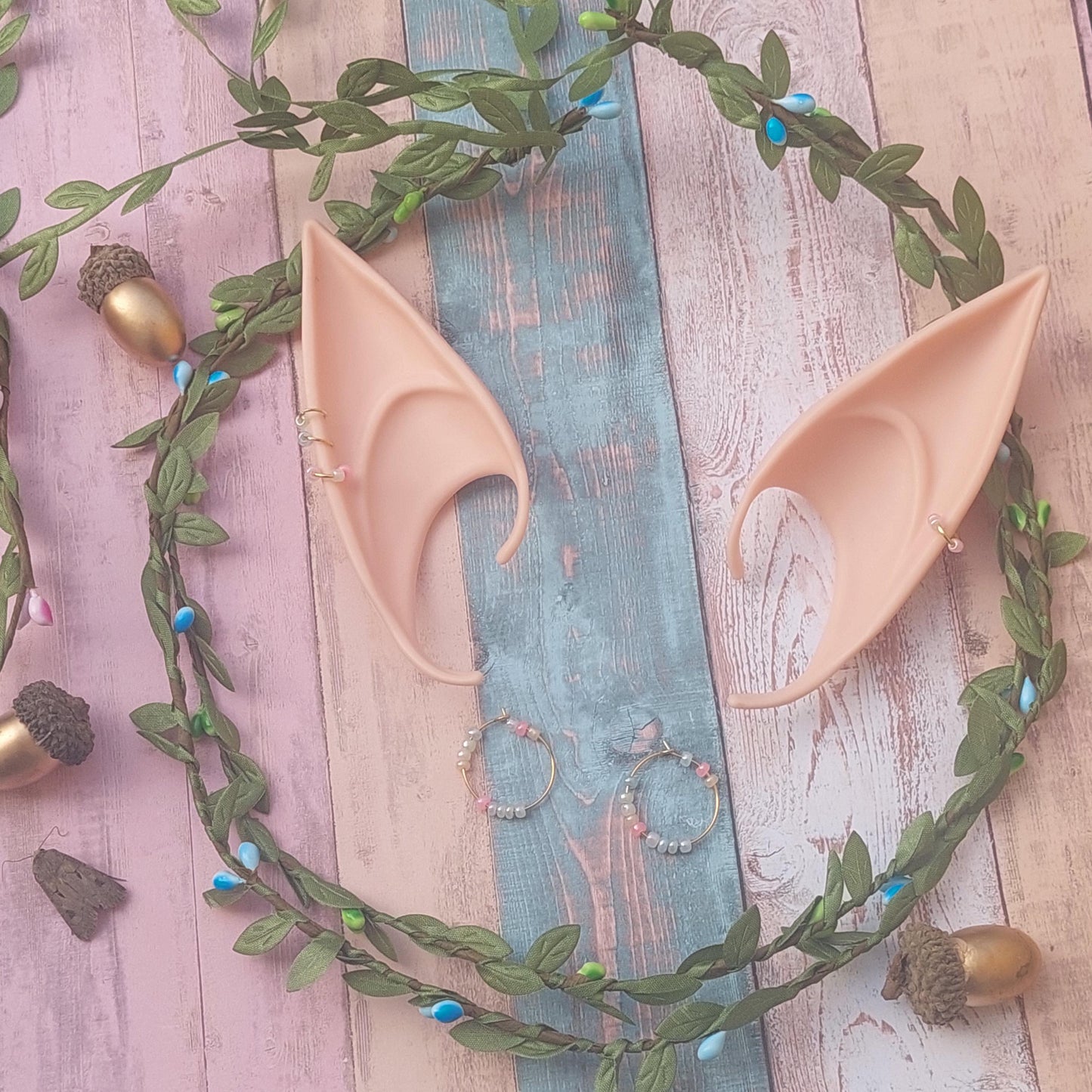 Elf Ears Silicone Set with Crown & Earrings - Fantasy Cosplay LARP Costume Accessory