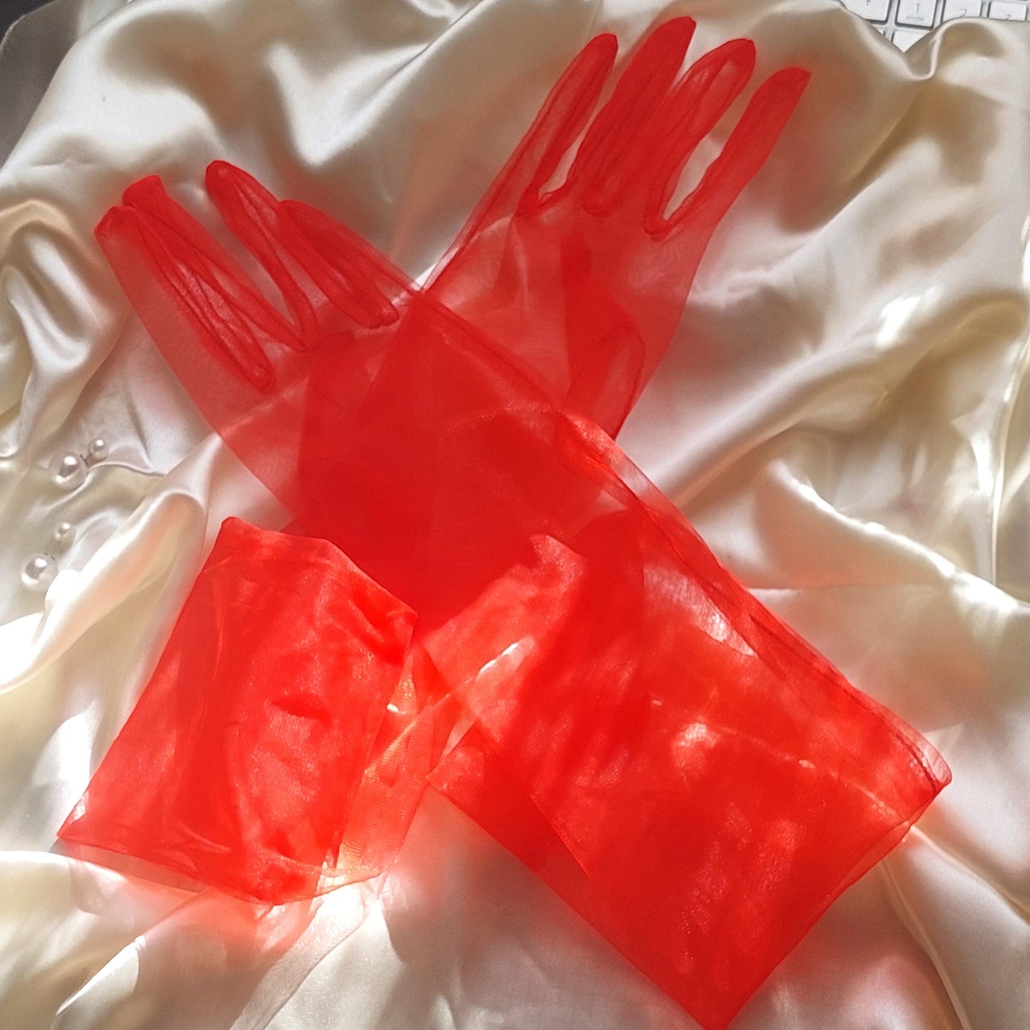 Elegant Gloves Long Lace Gloves for Evening Wear, Black and Red Options Available, Gift