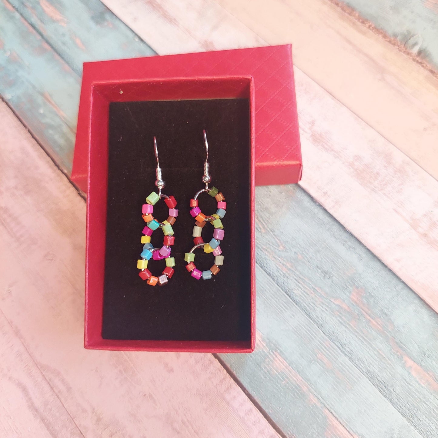 Boho-Style Handcrafted Colorful Beaded Earrings | 925 Silver Hooks | Unique Dangle Jewelry Gift for Women