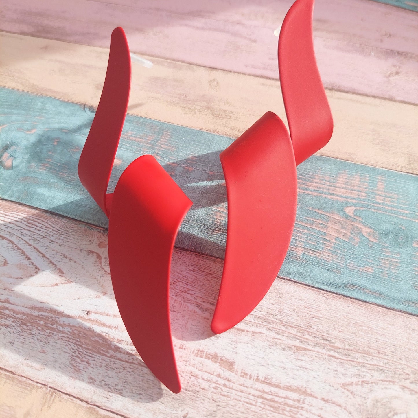 Voluminous Gold Statement Earrings – Red Lightning Bolt Dangle, Stylish Gothic Jewelry Gift for Her