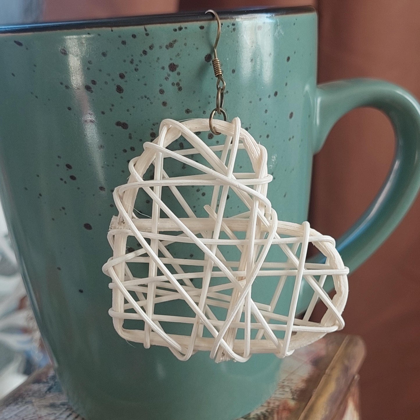 Rattan Heart Earrings | Handmade Valentine’s Day Gift for Her & Mom