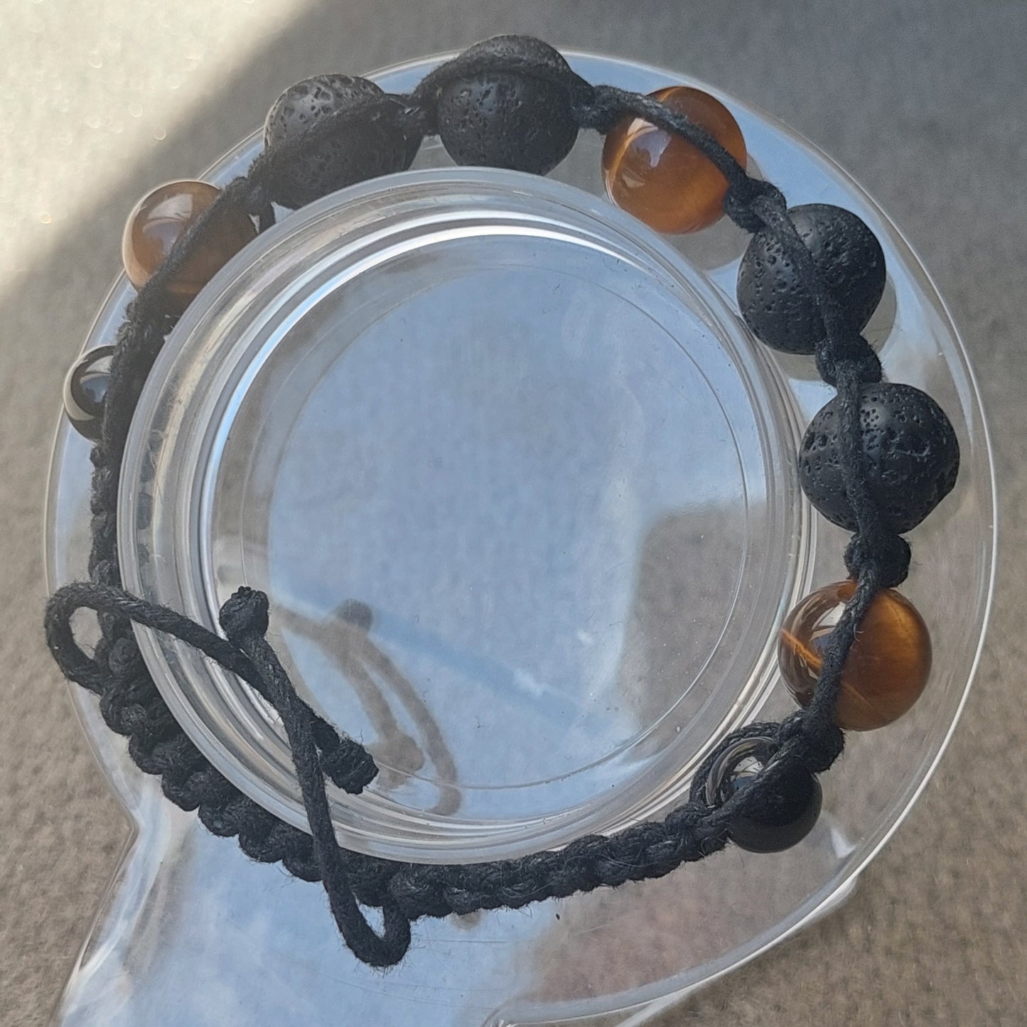 Handcrafted Macrame Bracelet for Men | Tiger’s Eye & Lava Stone Jewelry Gift