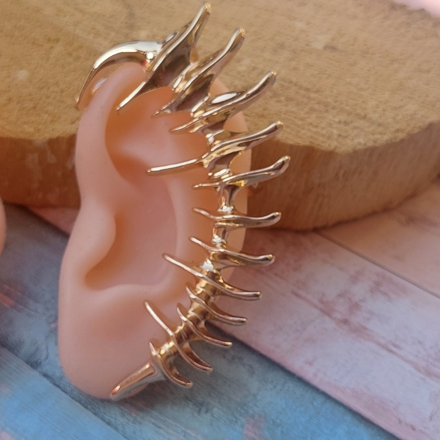 Gothic Spiked Skeleton Ear Cuffs – Silver & Gold Statement Jewelry | Non-Piercing Ear Wraps | Punk Alternative Gift