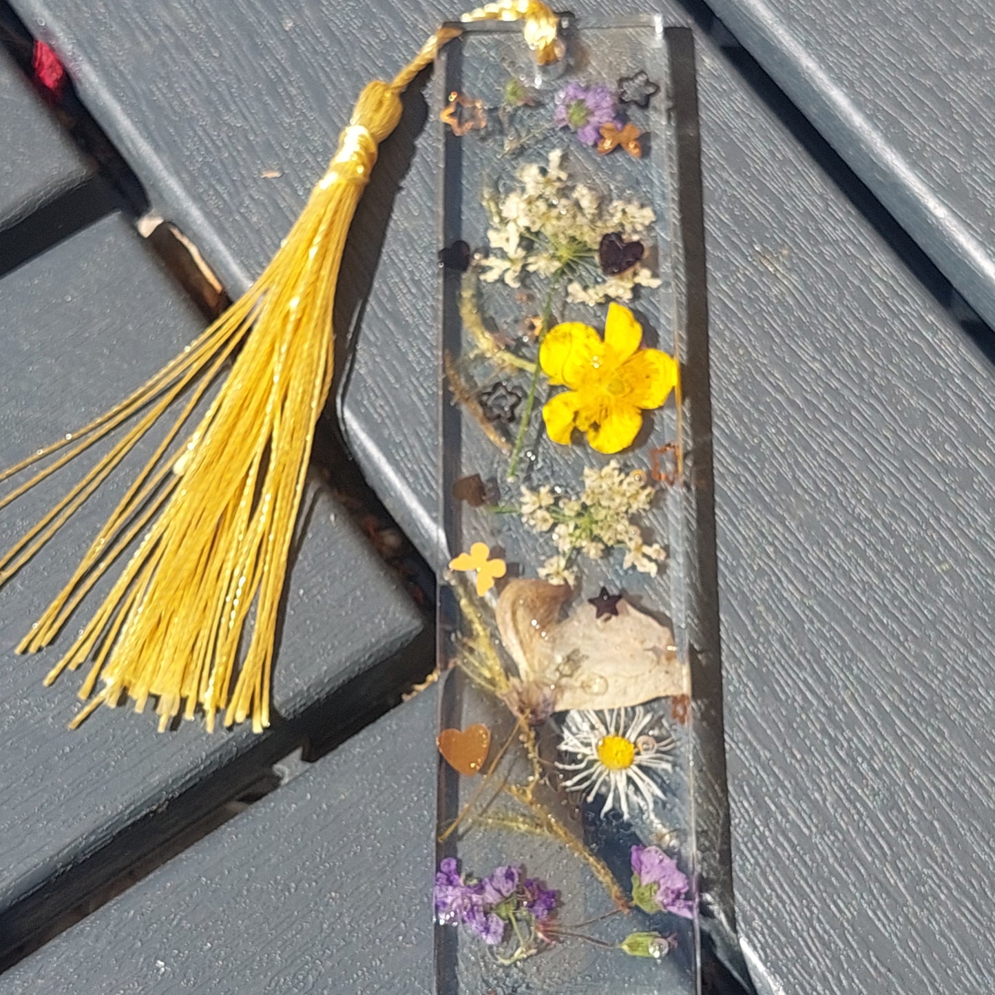 3 Handmade Resin Bookmarks with Real Flowers – 12,5 cm – Gift Set Super Price