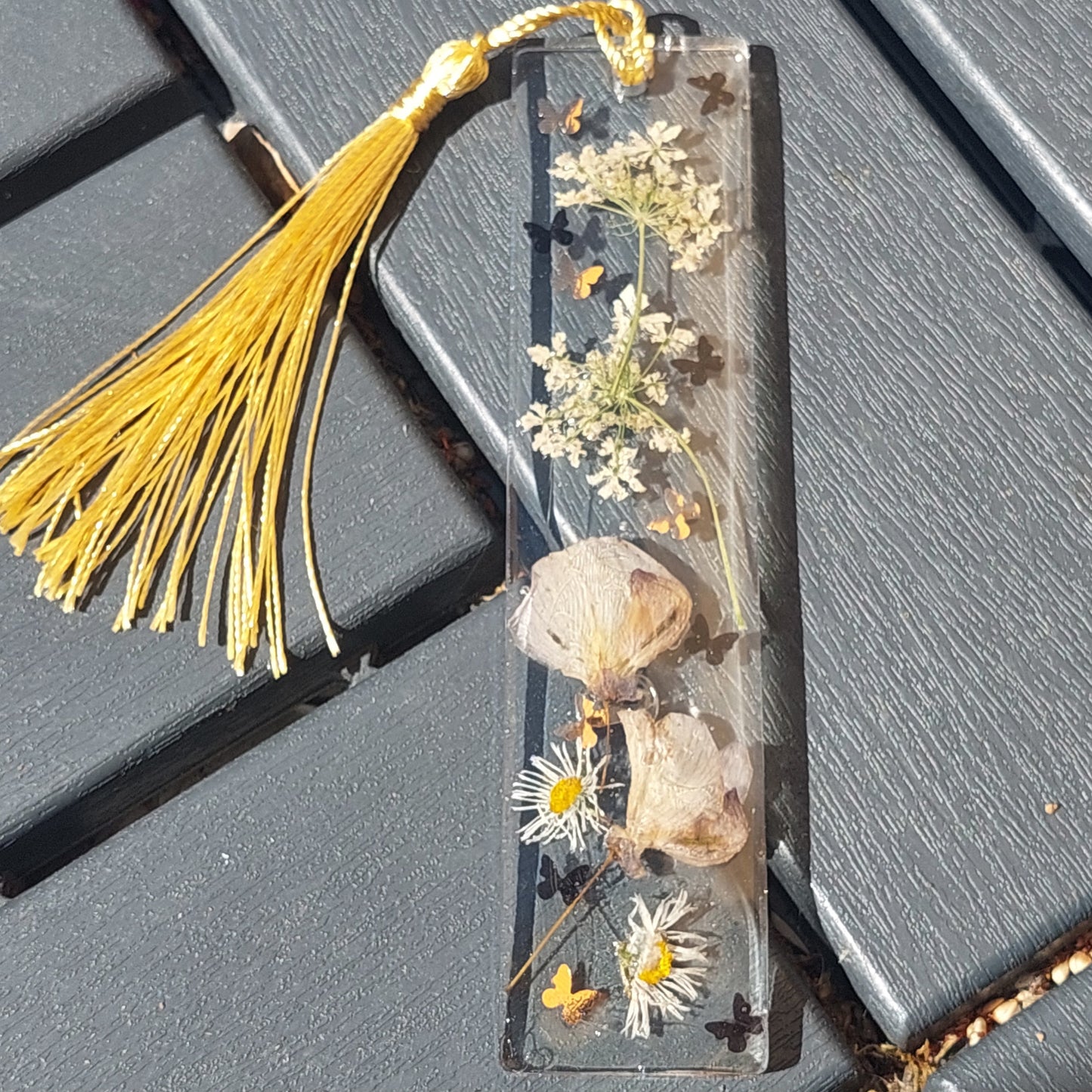 3 Handmade Resin Bookmarks with Real Flowers – 12,5 cm – Gift Set Super Price