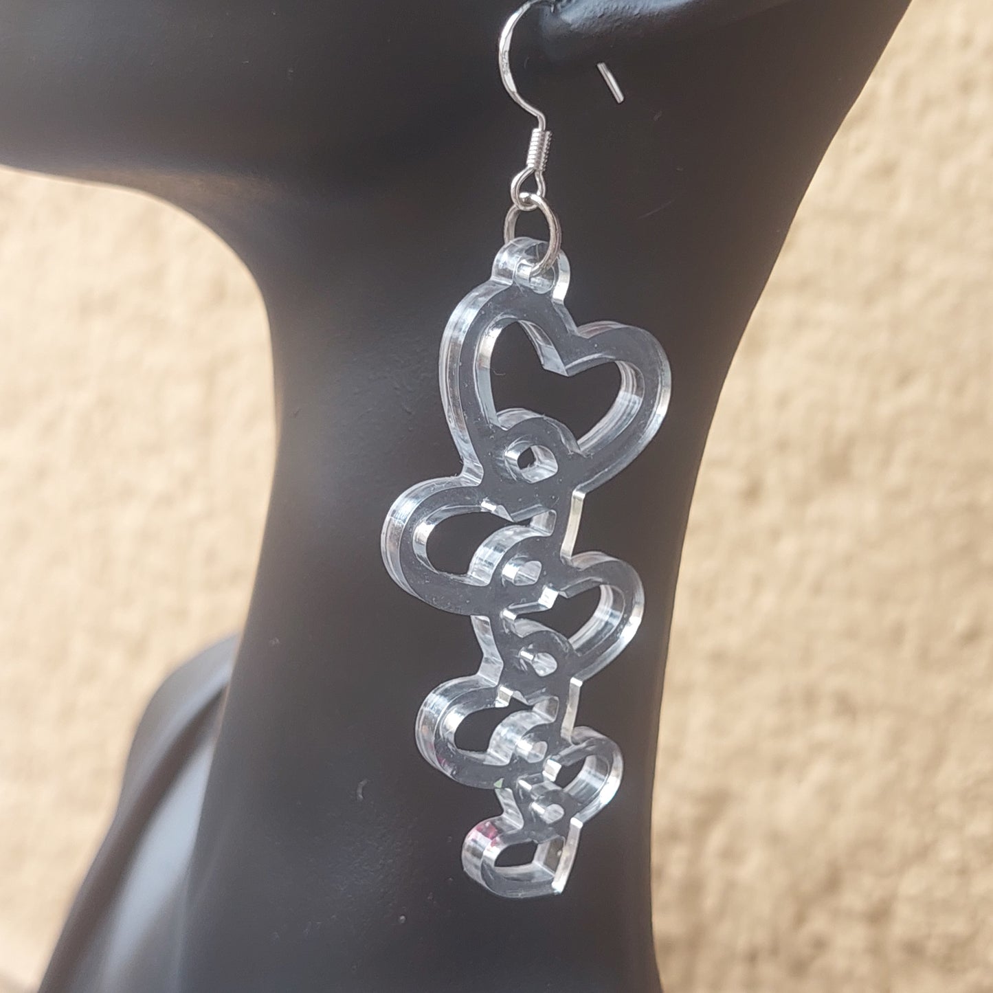 Creative Asymmetrical Fantasy Earrings – Clear Resin like Glass – 925 Sterling Silver Hooks – Fairies, Elves, Stars & Hearts – Gift Box