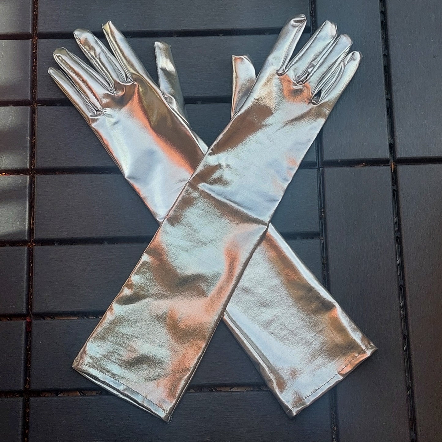 Elegant Black PU Leather Long Gloves for Women – 21" Evening Opera Gloves for Cosplay, Wedding & Formal Outfit