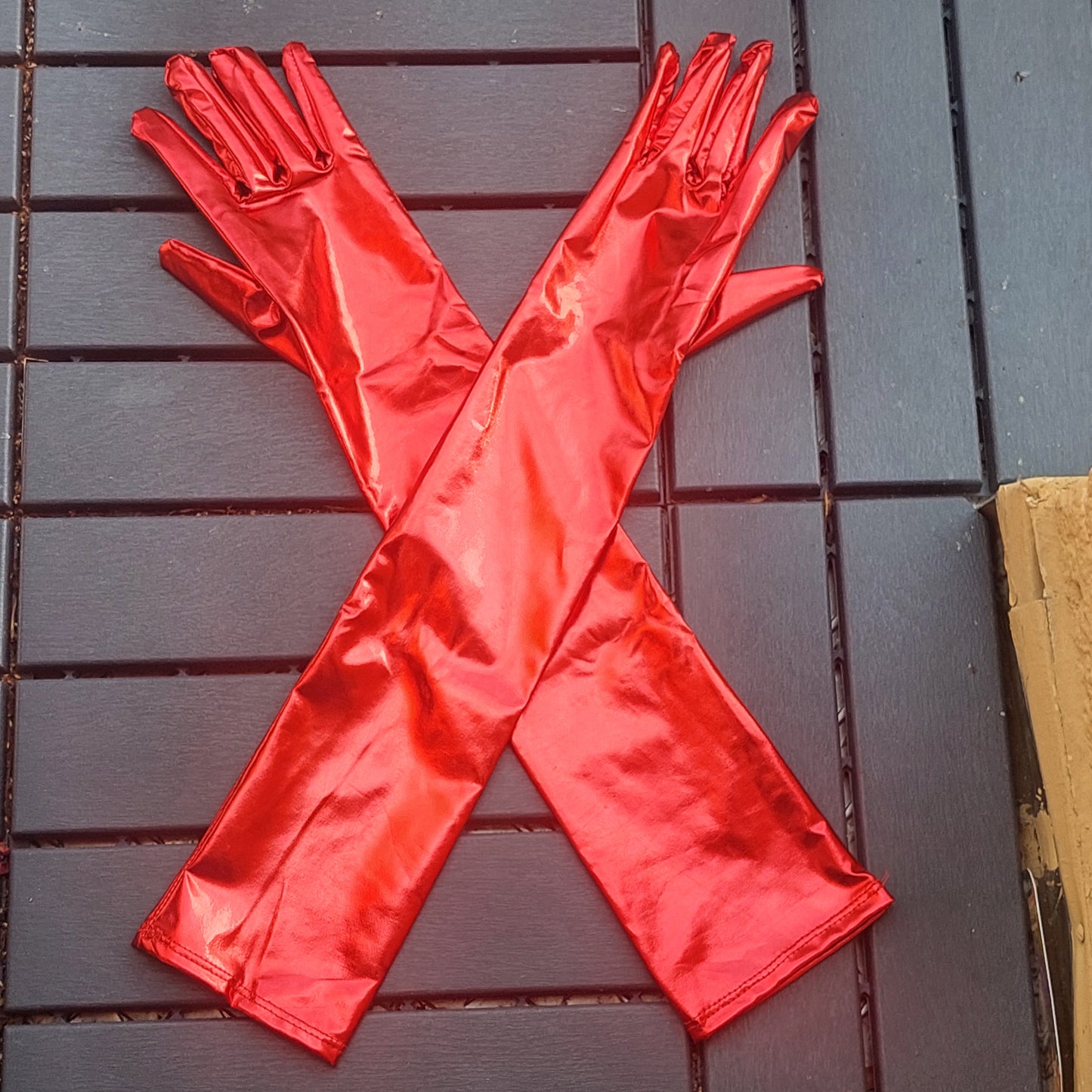 Elegant Black PU Leather Long Gloves for Women – 21" Evening Opera Gloves for Cosplay, Wedding & Formal Outfit