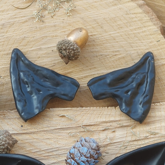 Black Elf Ears – Soft Silicone Fantasy Ear Cuffs, No Piercing, Gift Box