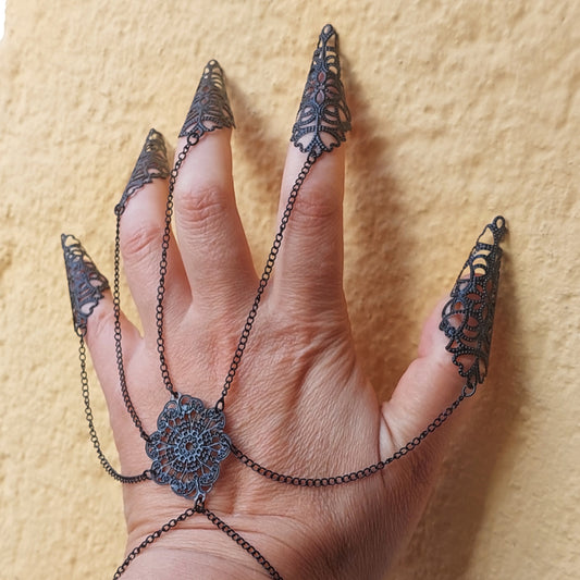 Gothic Claw Rings & Finger Armor – Black Metal Accessory for Halloween, Cosplay & LARP