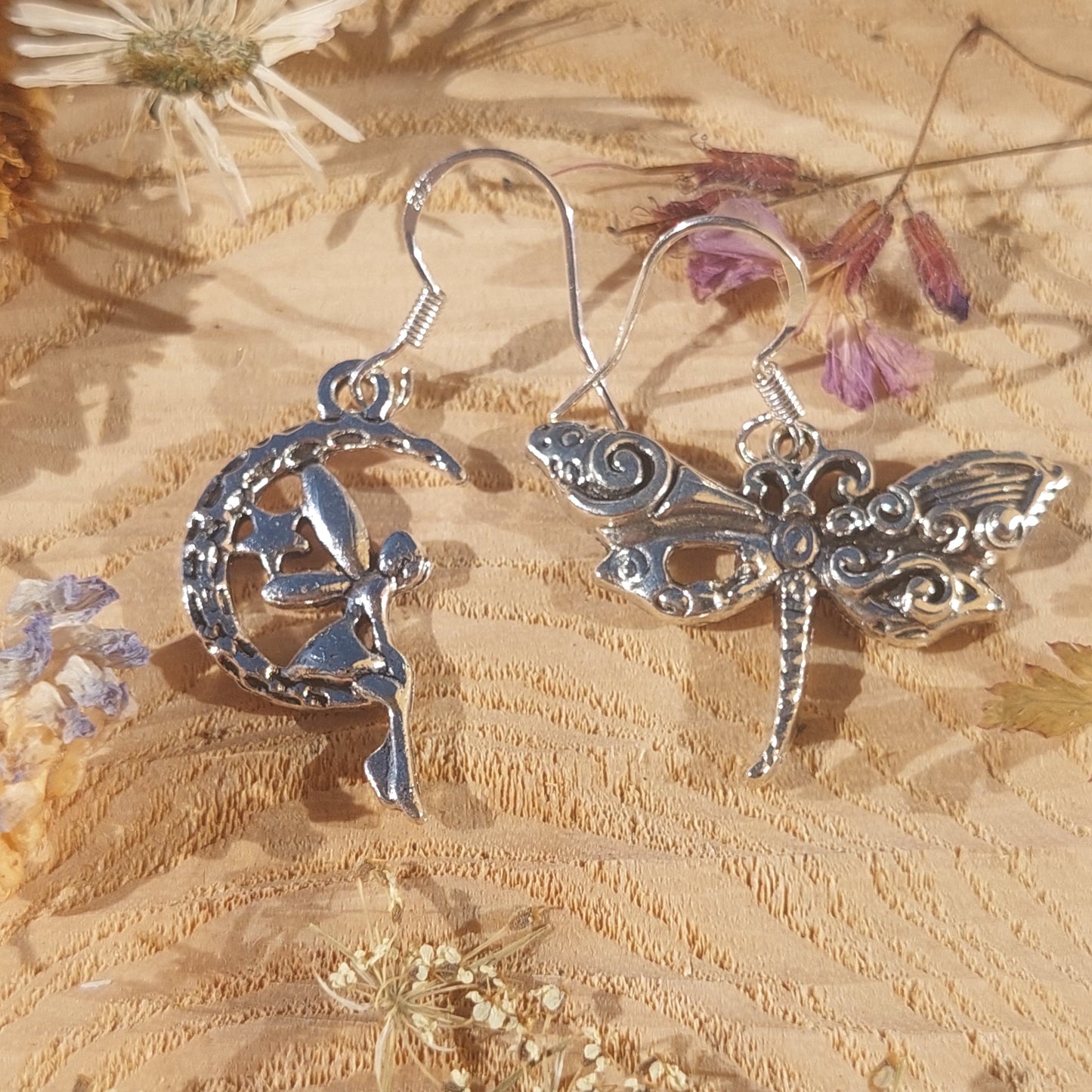 Elves & Butterflies – Asymmetrical Sterling Silver Earrings & Fantasy Keychains | Elf Fairy & Butterfly Jewelry Gift
