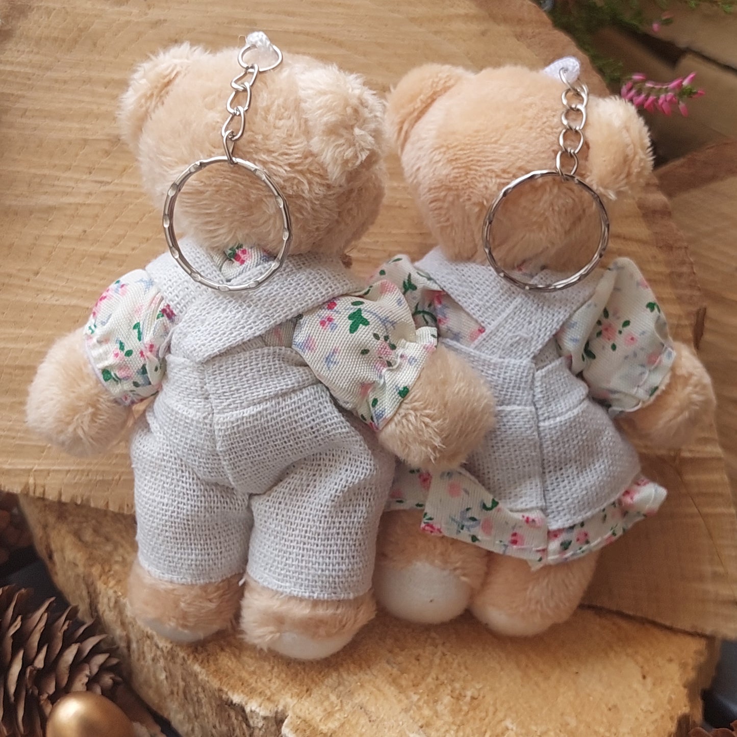 Inseparable Plush Toy Pair – Bear & Bunny Friends, 12 cm Softies, Keychain, Desk or Shelf Decor, Magical Gift Set