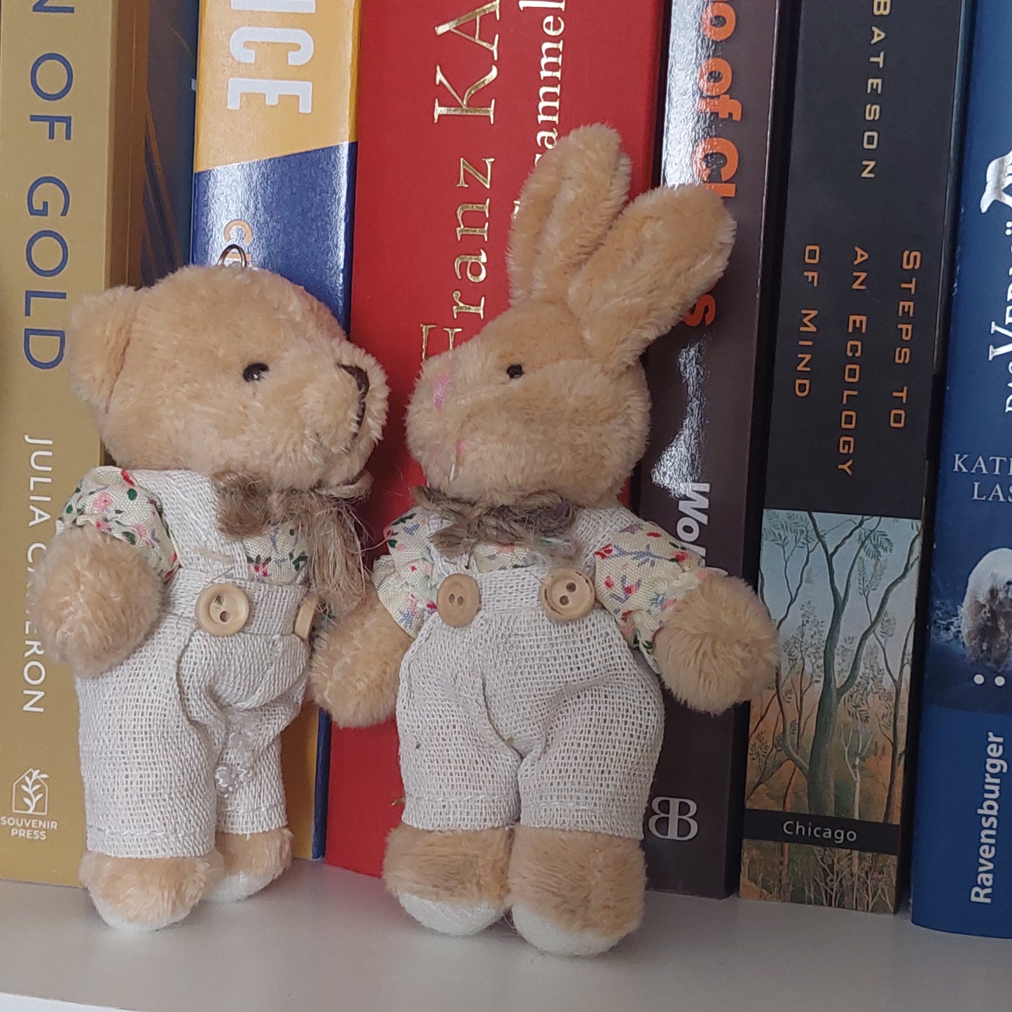 Inseparable Plush Toy Pair – Bear & Bunny Friends, 12 cm Softies, Keychain, Desk or Shelf Decor, Magical Gift Set