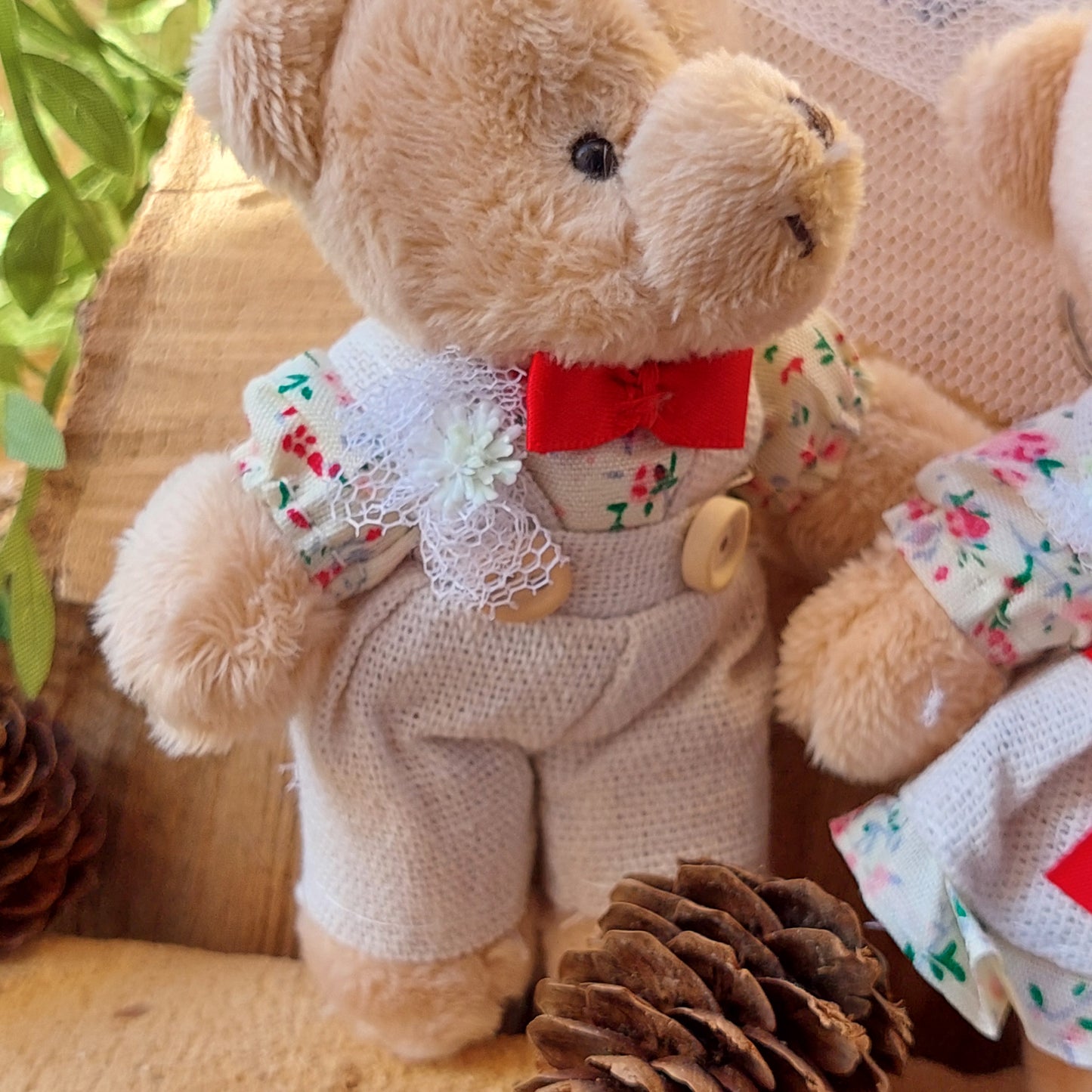 Wedding Plush Toy Couple – Teddy Bears & Bunnies in Bridal Outfits, 12 cm – Romantic Keychain, Gift & Home Decor