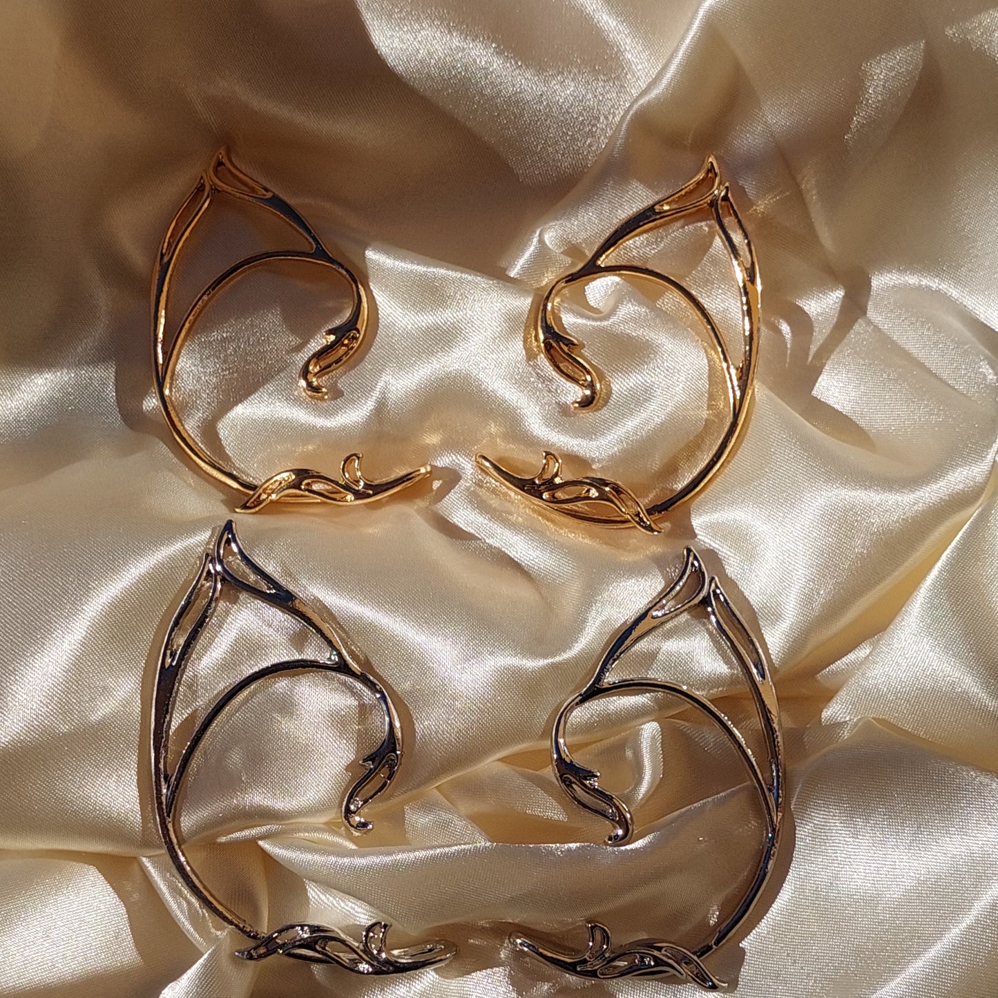 Elf Ear Cuffs – Gold & Silver Fantasy Jewelry, Gothic Earrings for Wedding, Christmas & Cosplay