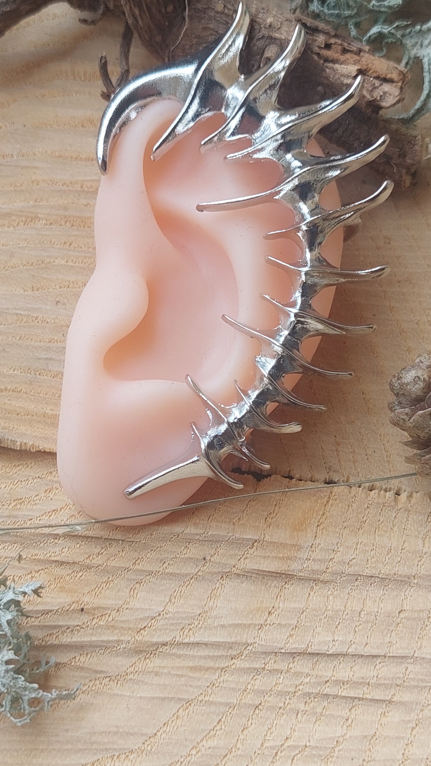 Elven Gothic Dragon Ear Cuffs – Silver Spiked Fantasy Clip-On Earrings for Left & Right Ear | No Piercing Required