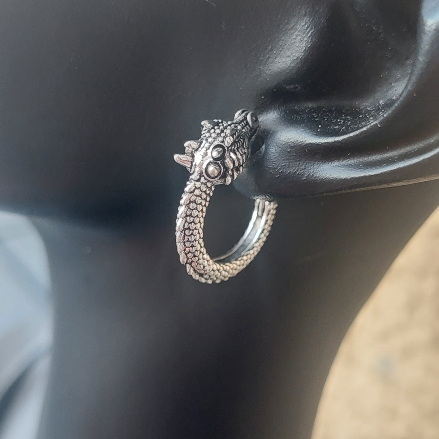Dragon Jewelry Set, Gold, Silver Viking Bracelet, Earrings, Mythical Gift for Her, for Him