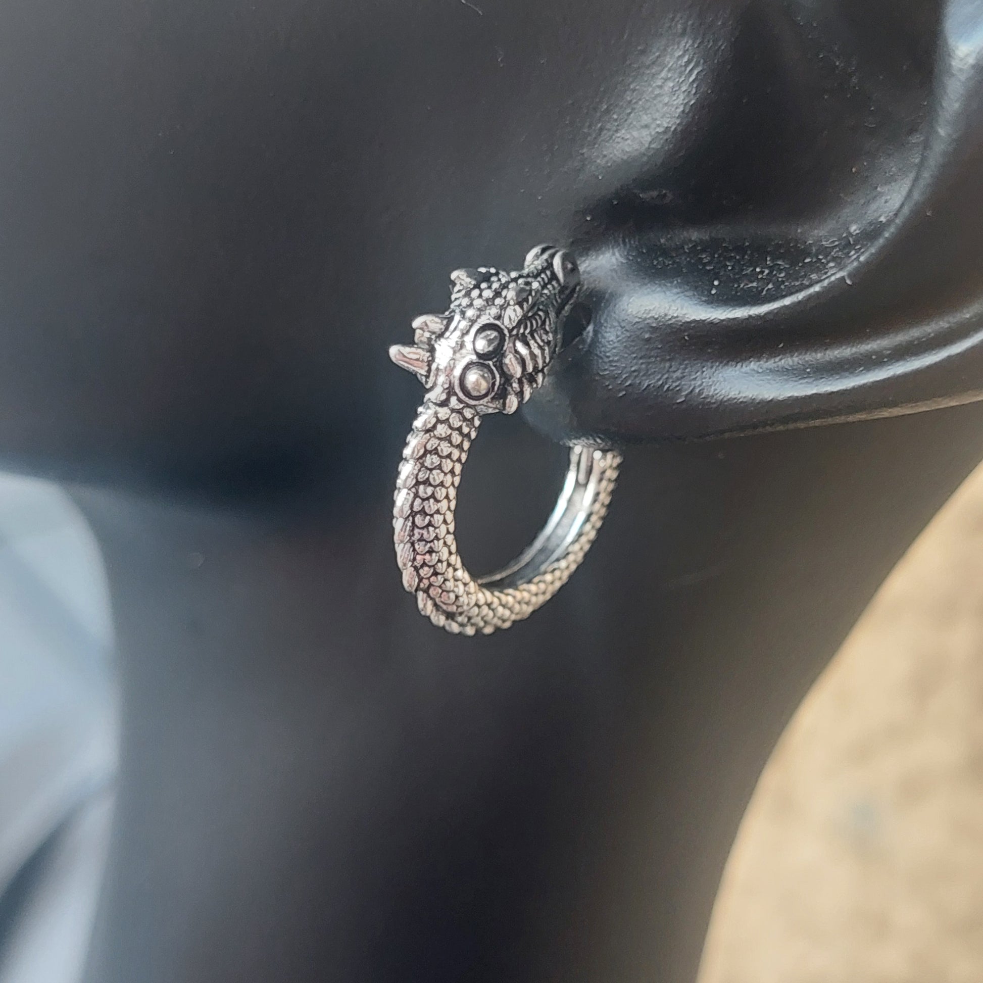 Dragon Jewelry Set, Gold, Silver Viking Bracelet, Earrings, Mythical Gift for Her, for Him