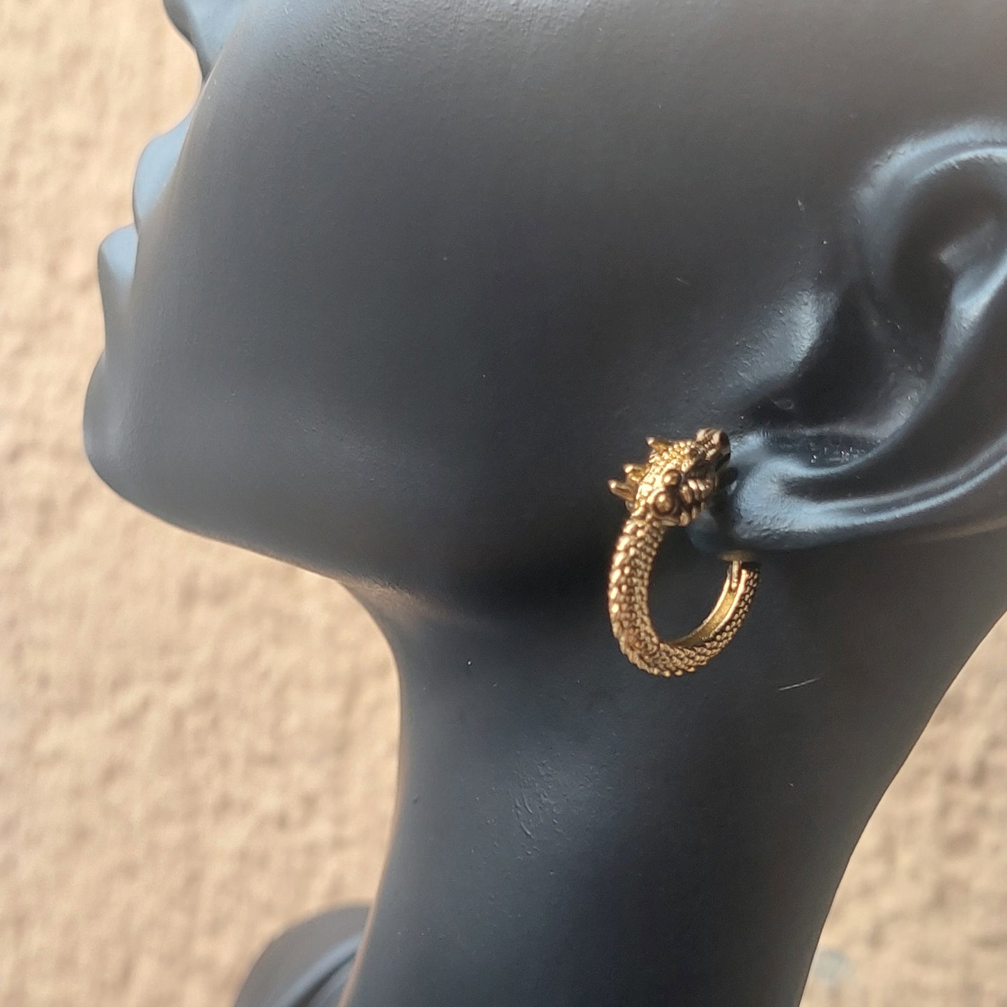 Dragon Jewelry Set, Gold, Silver Viking Bracelet, Earrings, Mythical Gift for Her, for Him