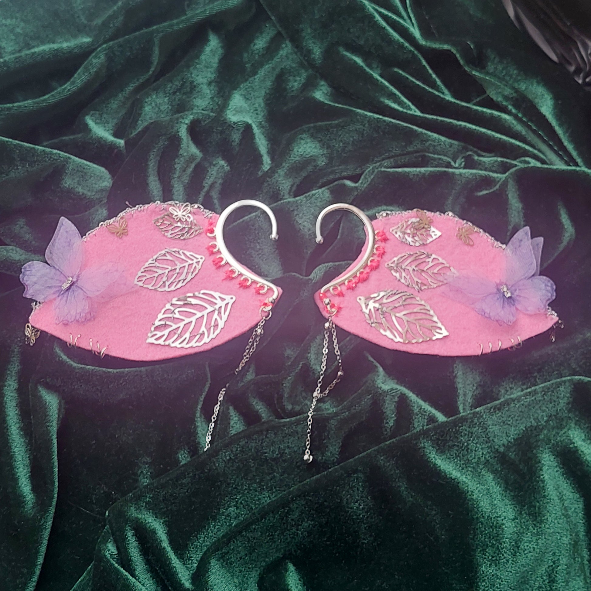Fairy Elf Ear Cuffs, Handmade Fantasy Wings, No-Piercing Jewelrly Gift for Her