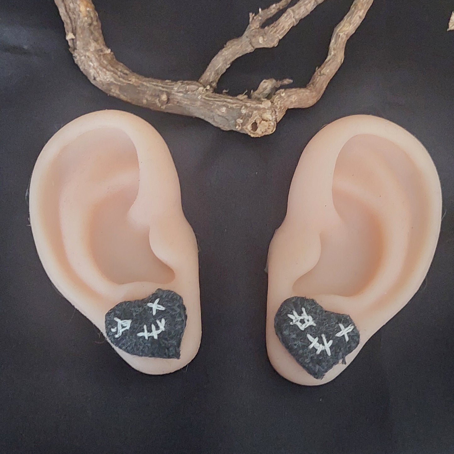 Gothic Broken Heart Stud Earrings – Minimalist Stoic Jewelry