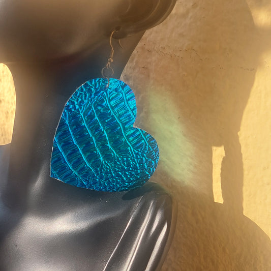 Holographic Dragon Heart Earrings - Fantasy Gothic Statement Jewelry, Handmade Gift for Her