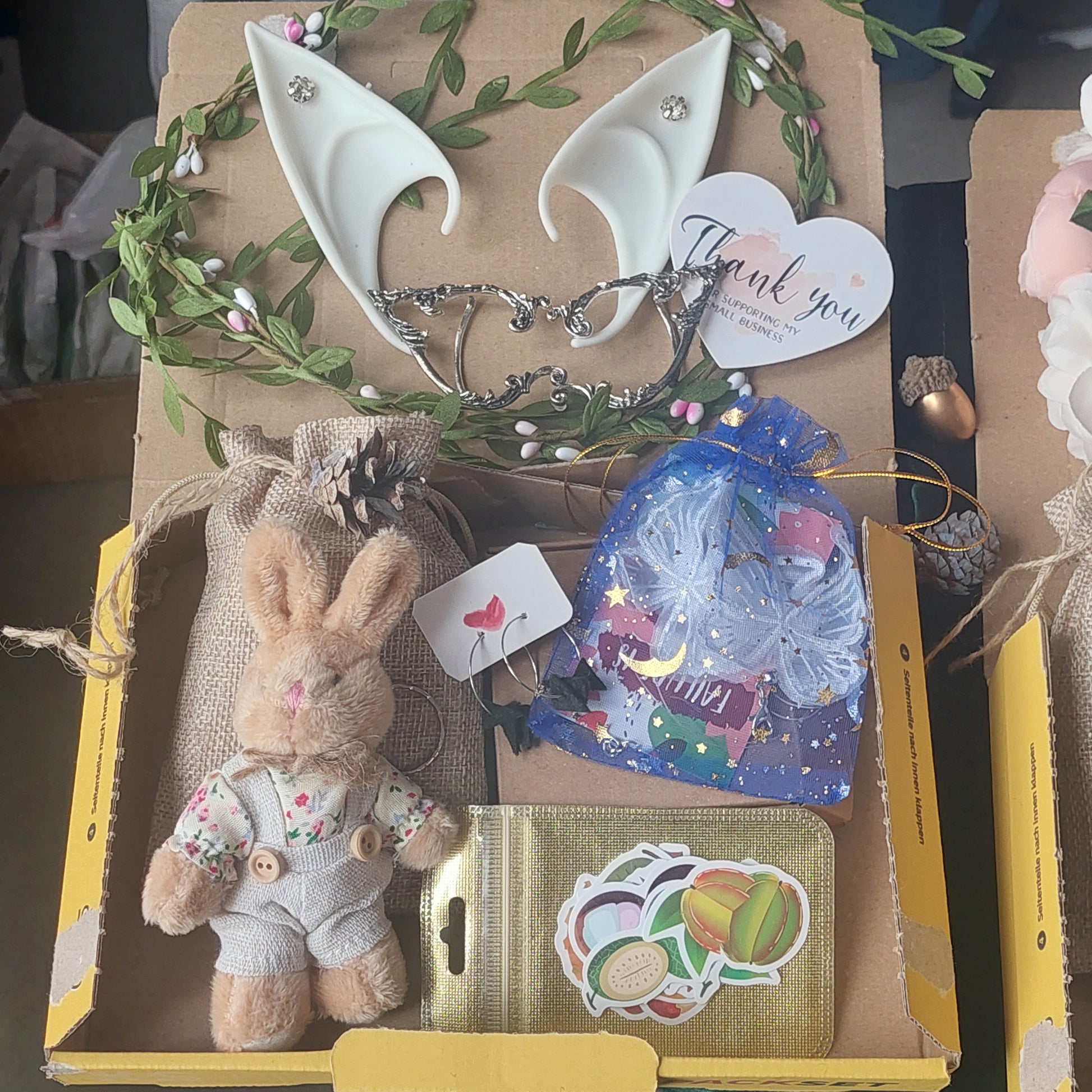 Mystery box contents: elf ears, hair accessories and fairy-inspired jewelry