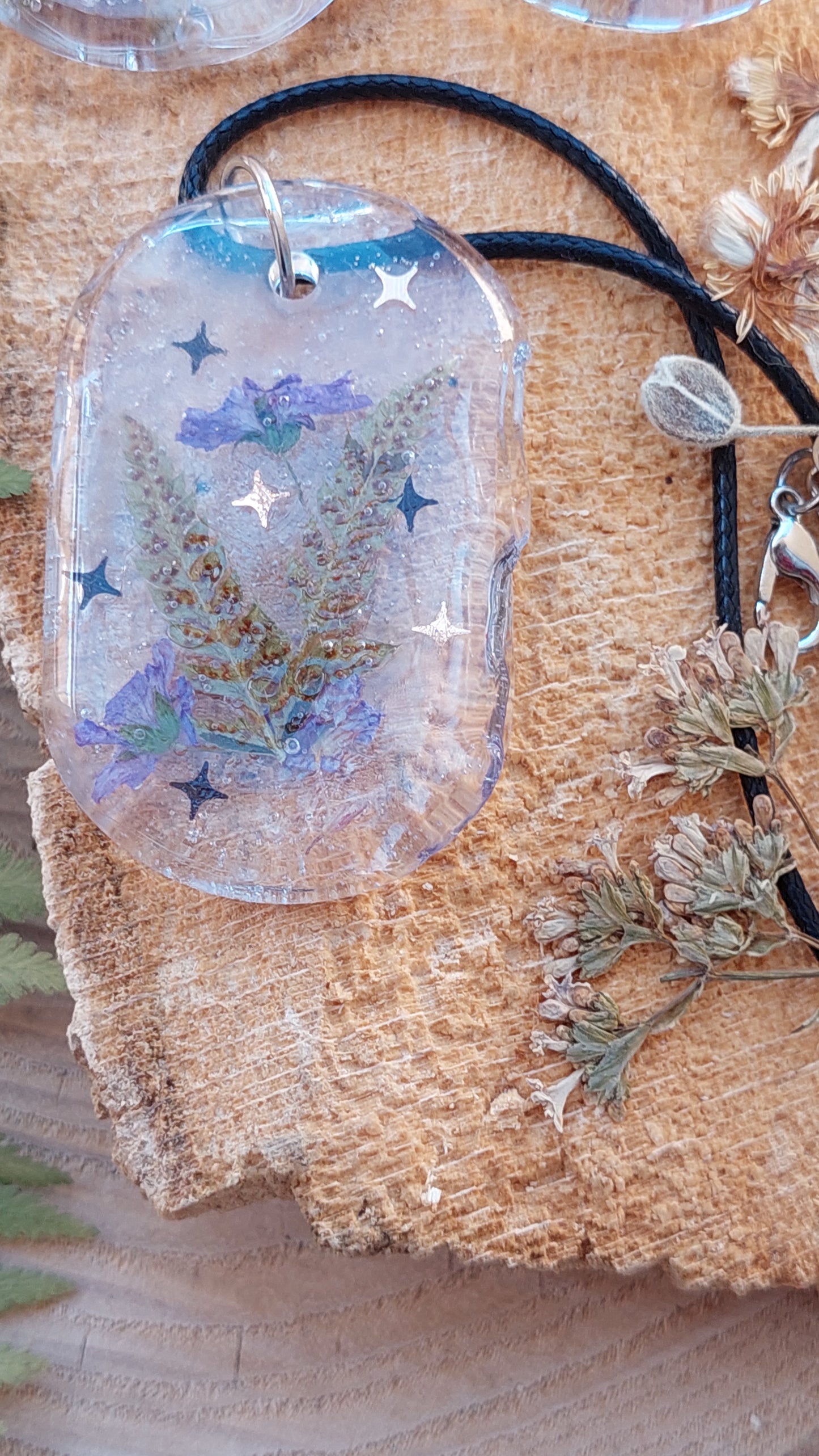 Flower Resin Pendant Necklace, Botanical Gift for Her