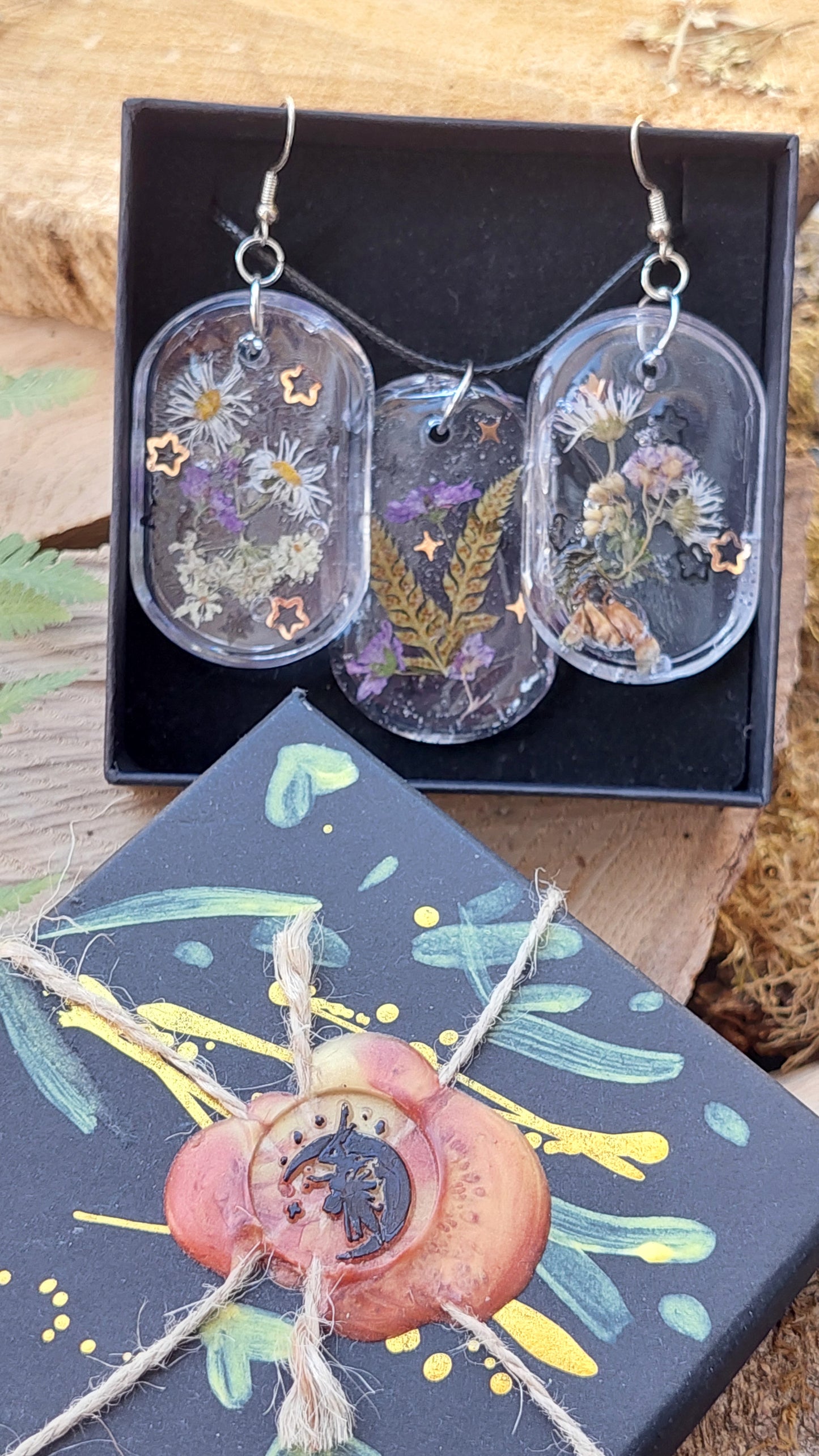 Flower Jewelry Set – Handmade Earrings & Pendant Necklace, Gift for Her