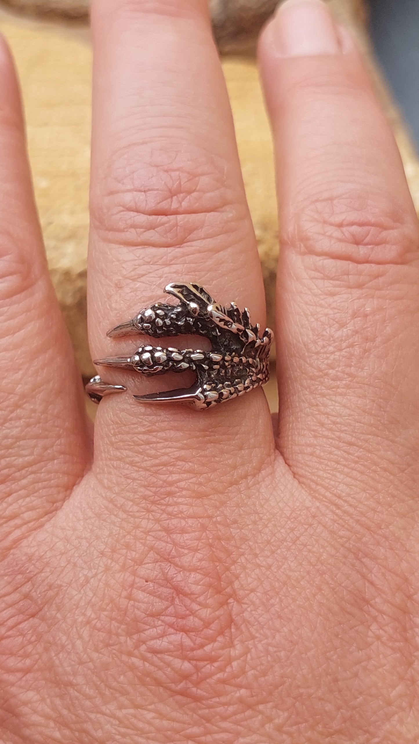 Dragon Claw Adjustable Ring — Gothic Silver