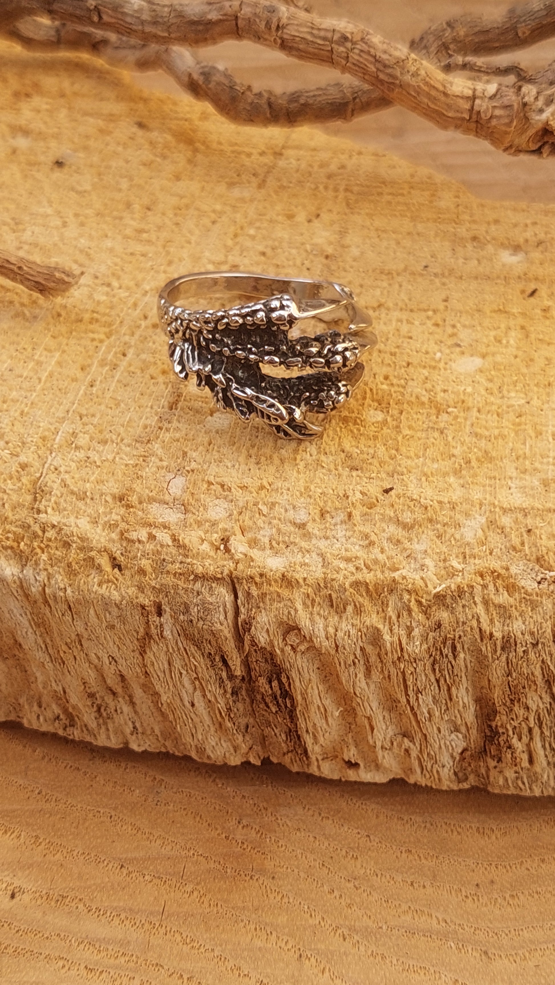 Dragon Claw Adjustable Ring — Gothic Silver 