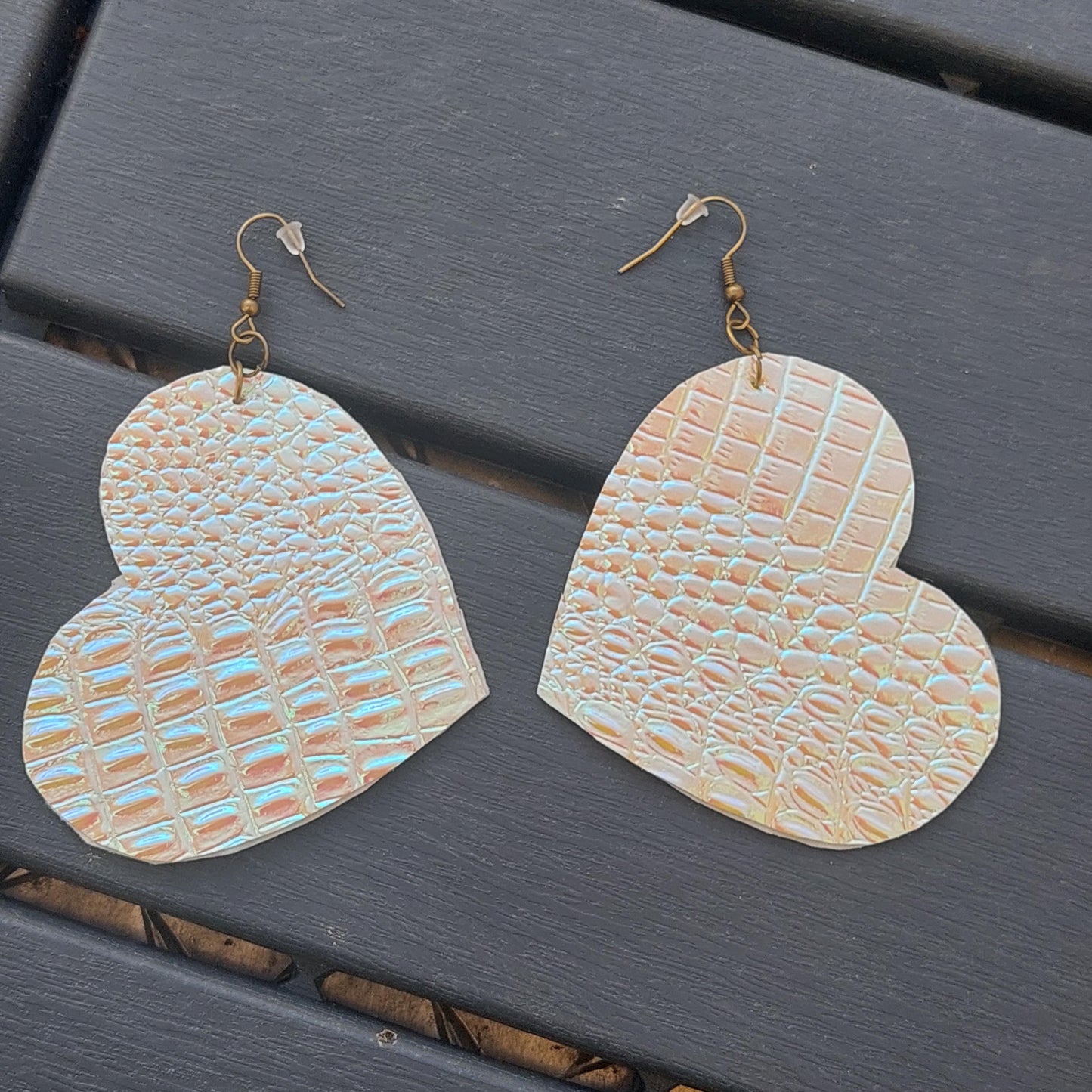 Holographic Dragon Heart Earrings | PU Leather Fantasy Statement Jewelr