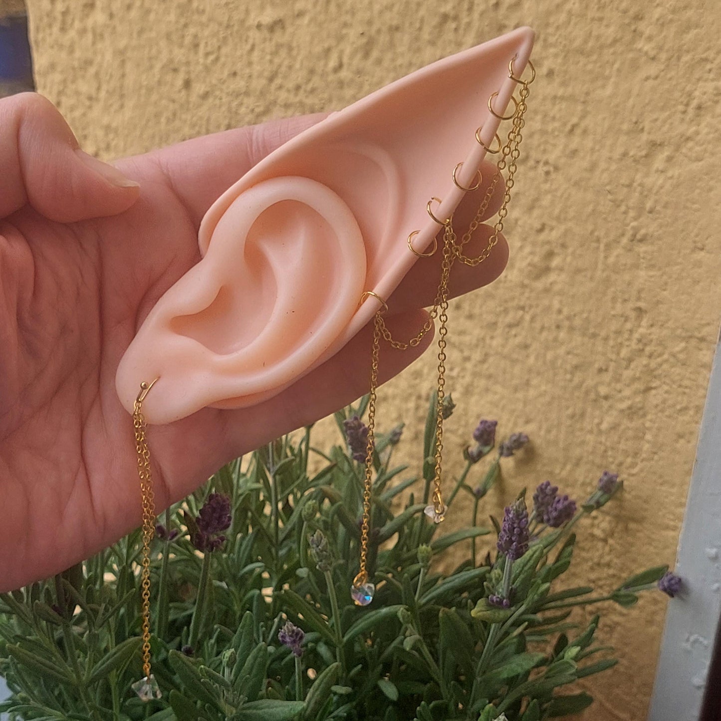 Silicone Elf Ears with Crown - Complete Fantasy Jewelry Set