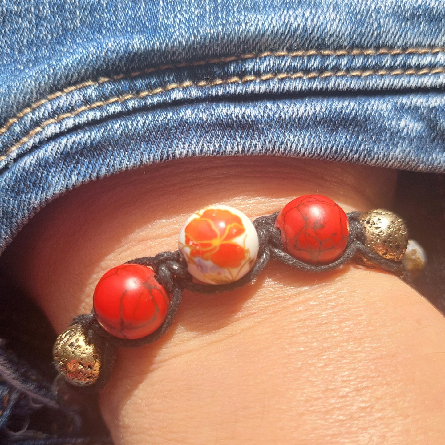 Macrame Bracelet Turquoise, Lava, Obsidian, Adjustable Bracelet, Unisex Unique Handmade Gift for Her, for Him