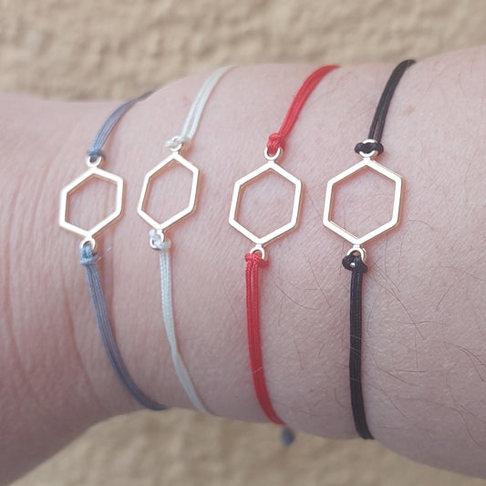 Adjustable Hexagon Macrame Bracelet – Minimalist Unisex Jewelry for Balance, Harmony & Nature-Inspired Gifts