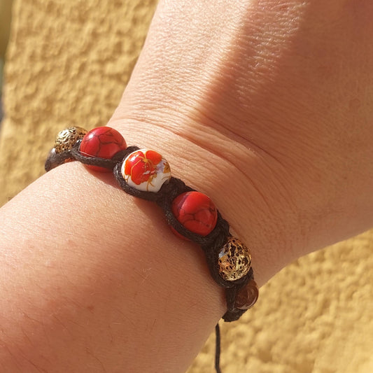 Macrame Bracelet Turquoise, Lava, Obsidian, Adjustable Bracelet, Unisex Unique Handmade Gift for Her, for Him