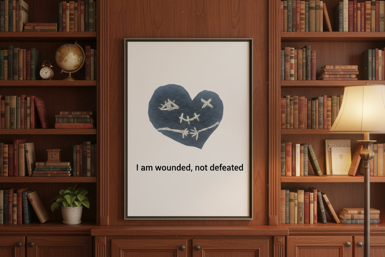 Poster Gothic Heart Stoic Wall Art, Dark Aesthetic Framed Print 50x70I Am Wounded
Not Defeated