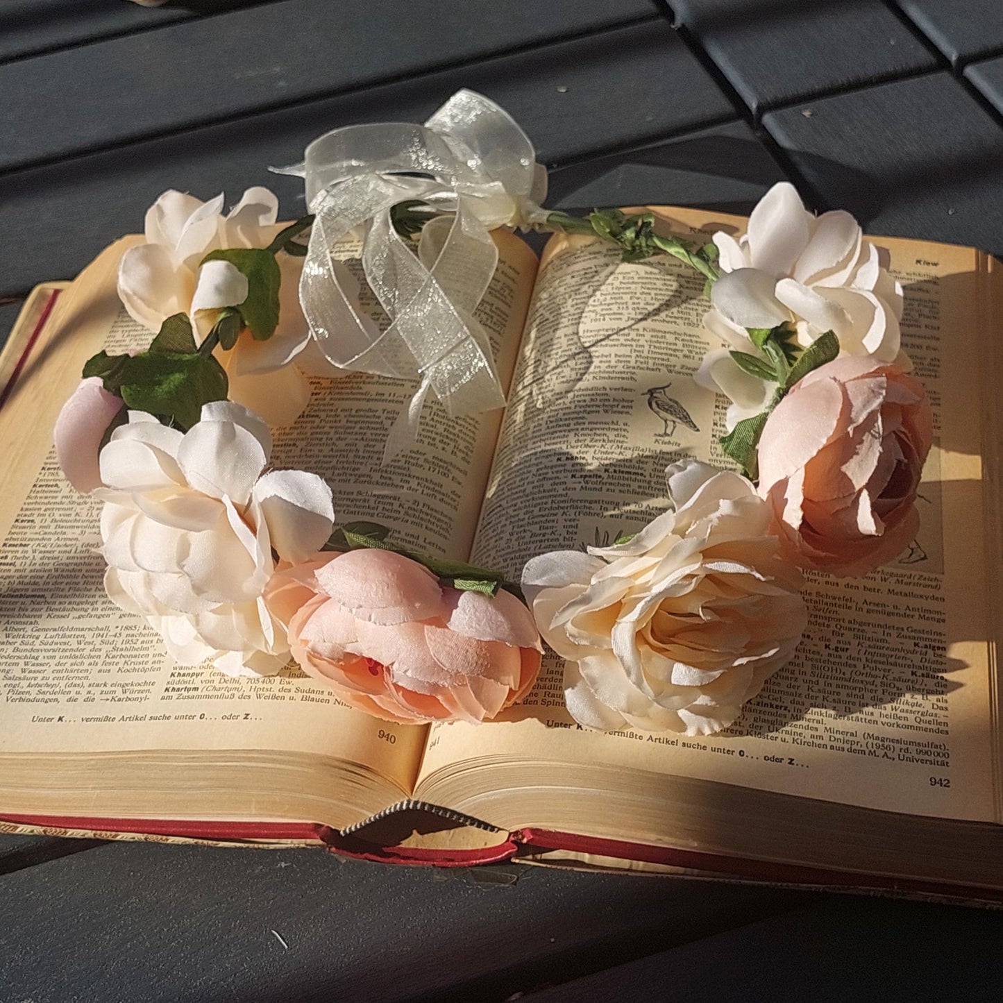 Enchanting Rose Flower Crown + Golden Elven Ear Cuffs - Complete Fantasy Set