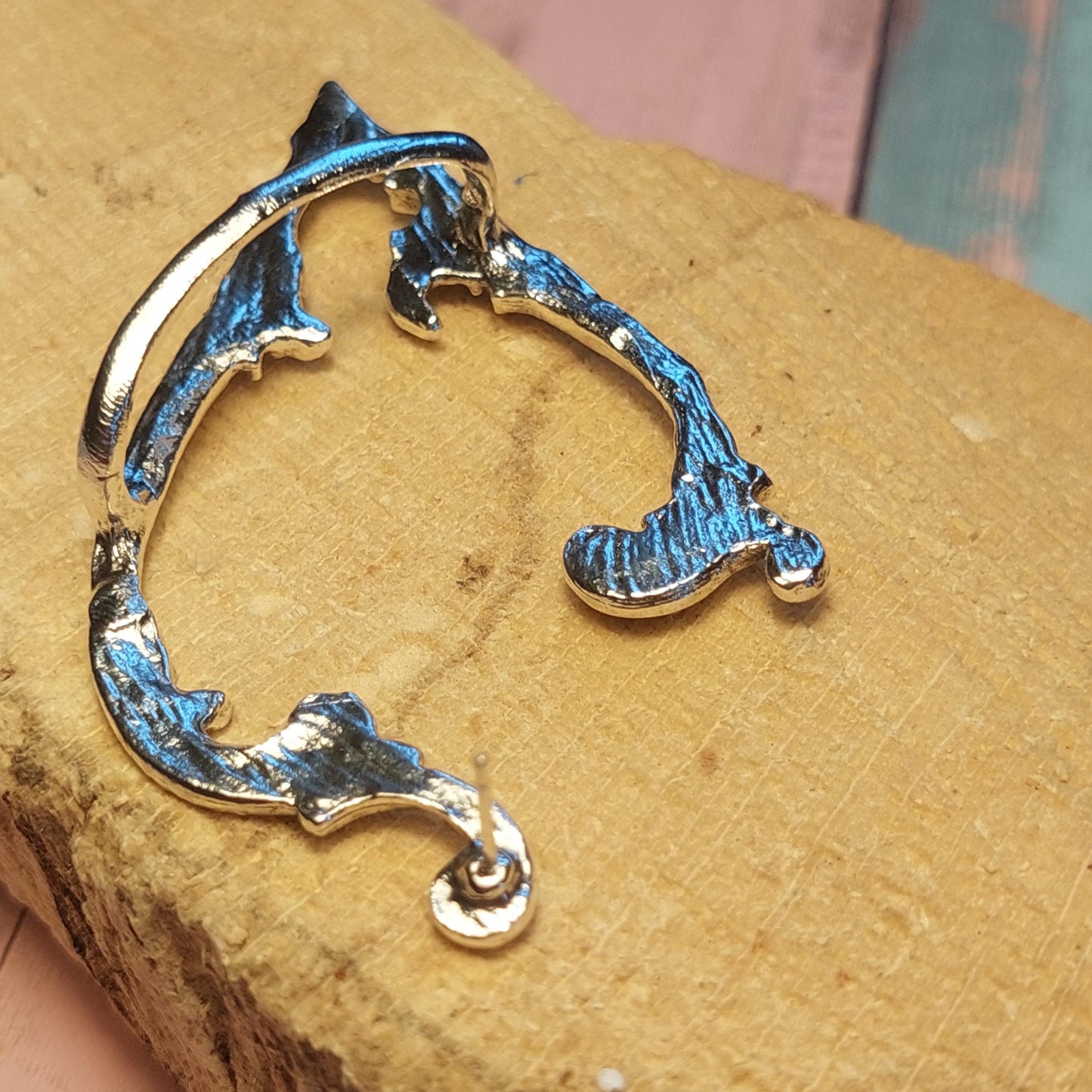 Mystical Elven Ear Cuffs – Silver & Black Fantasy Earrings for Pierced Ears | Enchanted Elf Jewelry for Cosplay, Festivals & Gifts (Set of 2)