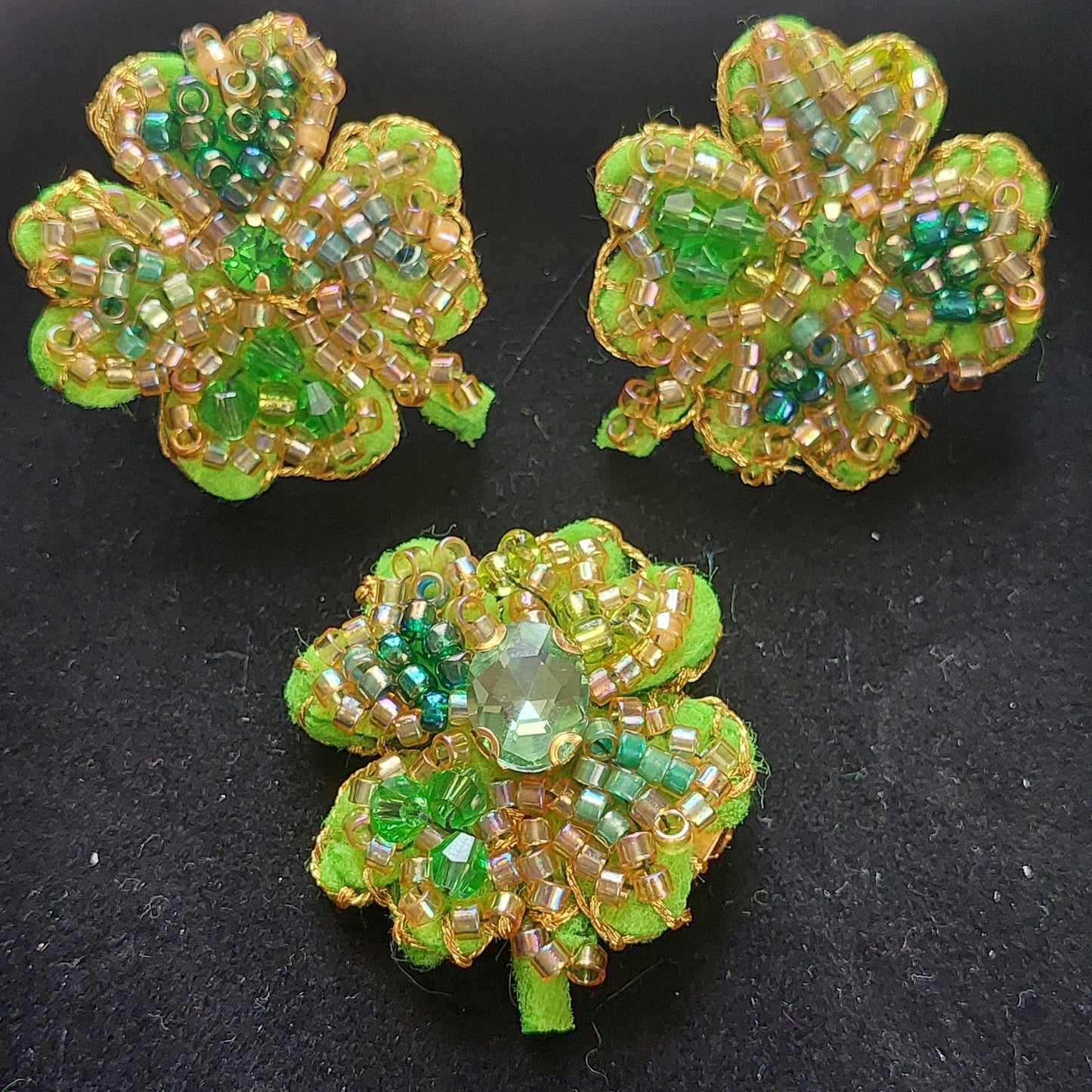 Handmade Felt Clover Jewelry Set with Beads - Unique Nature-Inspired Gift for Women