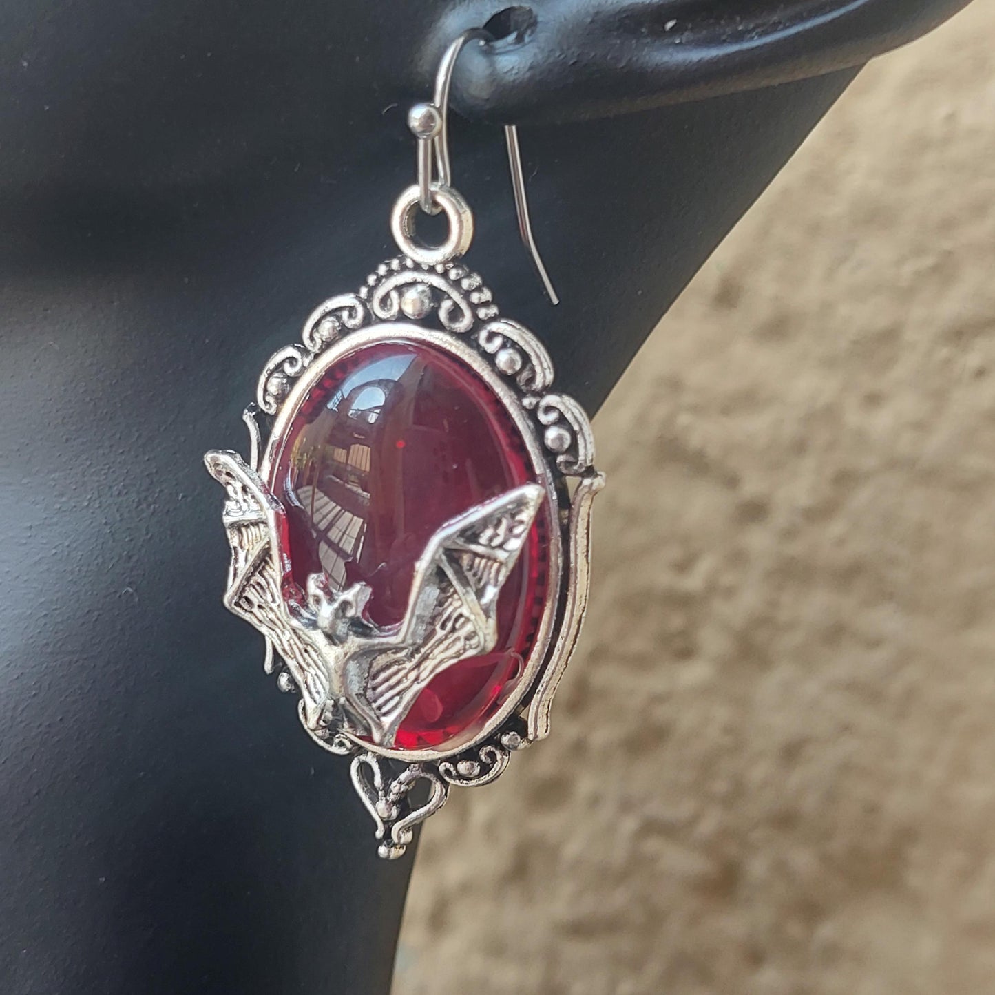 Gothic Necklace & Earrings Set – Red or Black Crystal Jewelry, Gift for Her