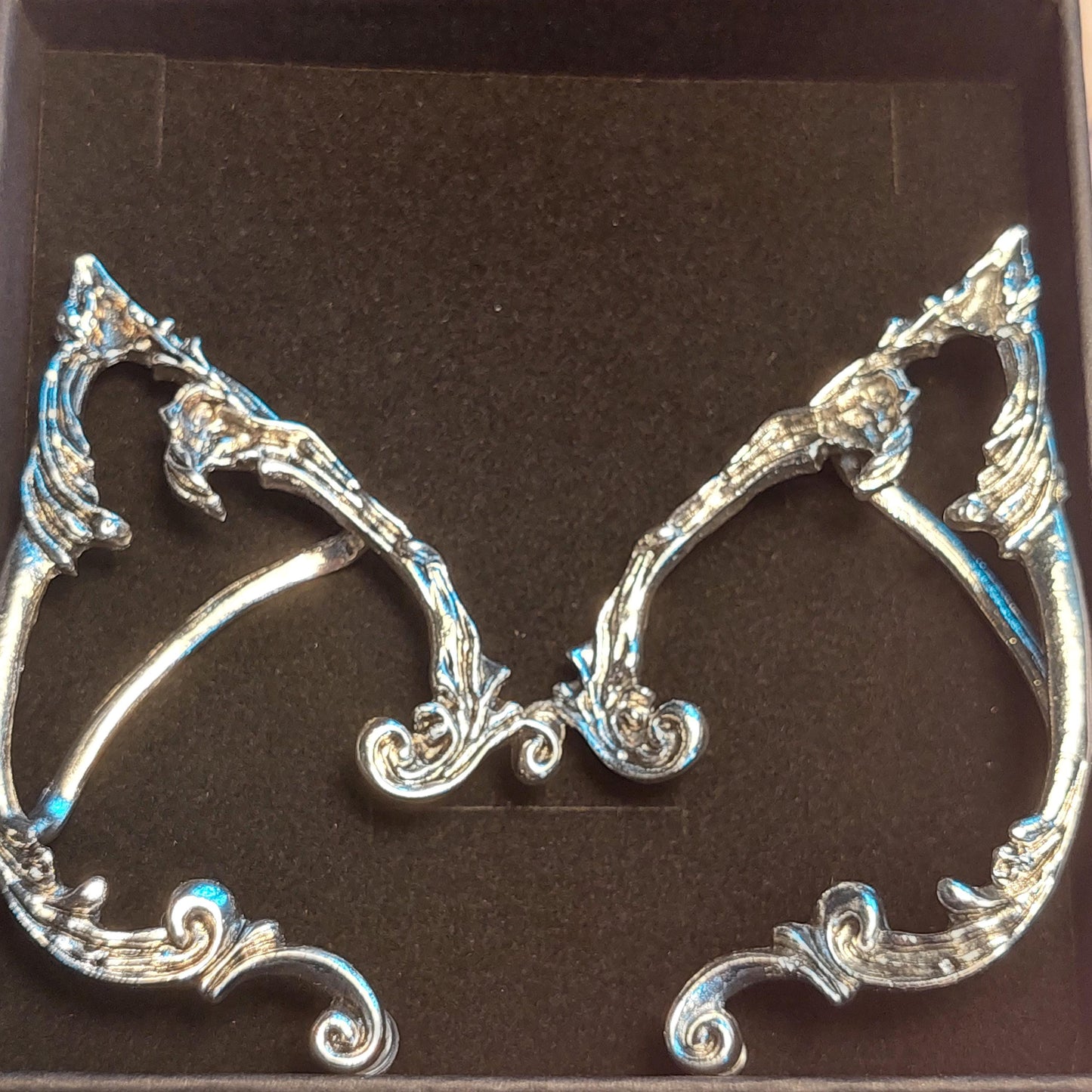 Mystical Elven Ear Cuffs – Silver & Black Fantasy Earrings for Pierced Ears | Enchanted Elf Jewelry for Cosplay, Festivals & Gifts (Set of 2)