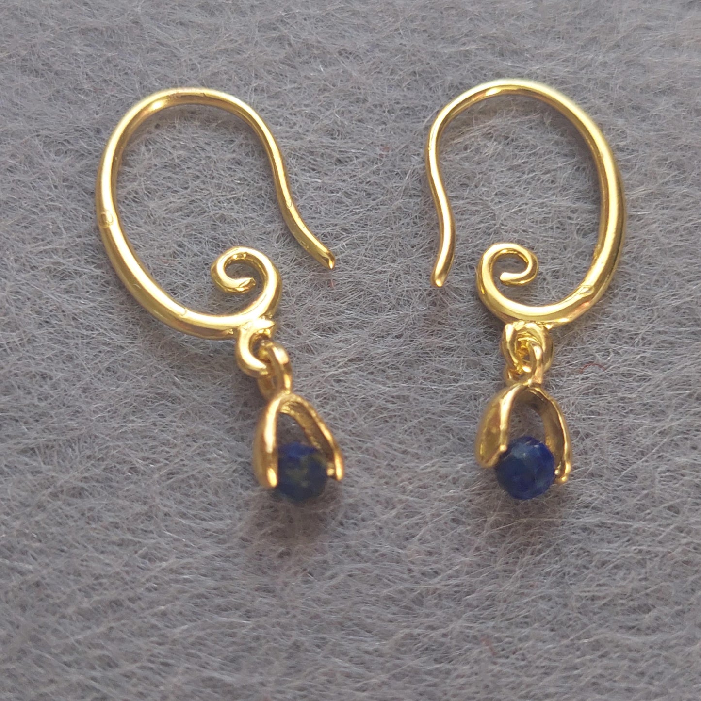 Gold Stainless Steel Earrings with Natural Gemstones – Lapis Lazuli, Amethyst, Coral | Handmade Dainty Jewelry Gift for Her