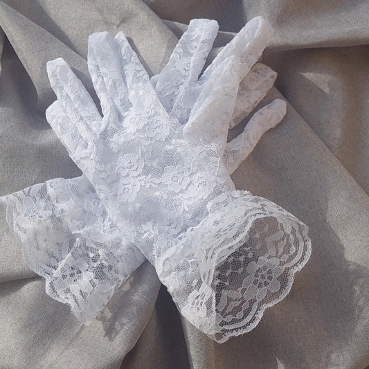 Elegante Spitzenhandschuhe für Abendveranstaltungen, Hochzeiten und Gothic-Looks – lange Fingerhandschuhe in Rosa, Beige, Weiß und Schwarz