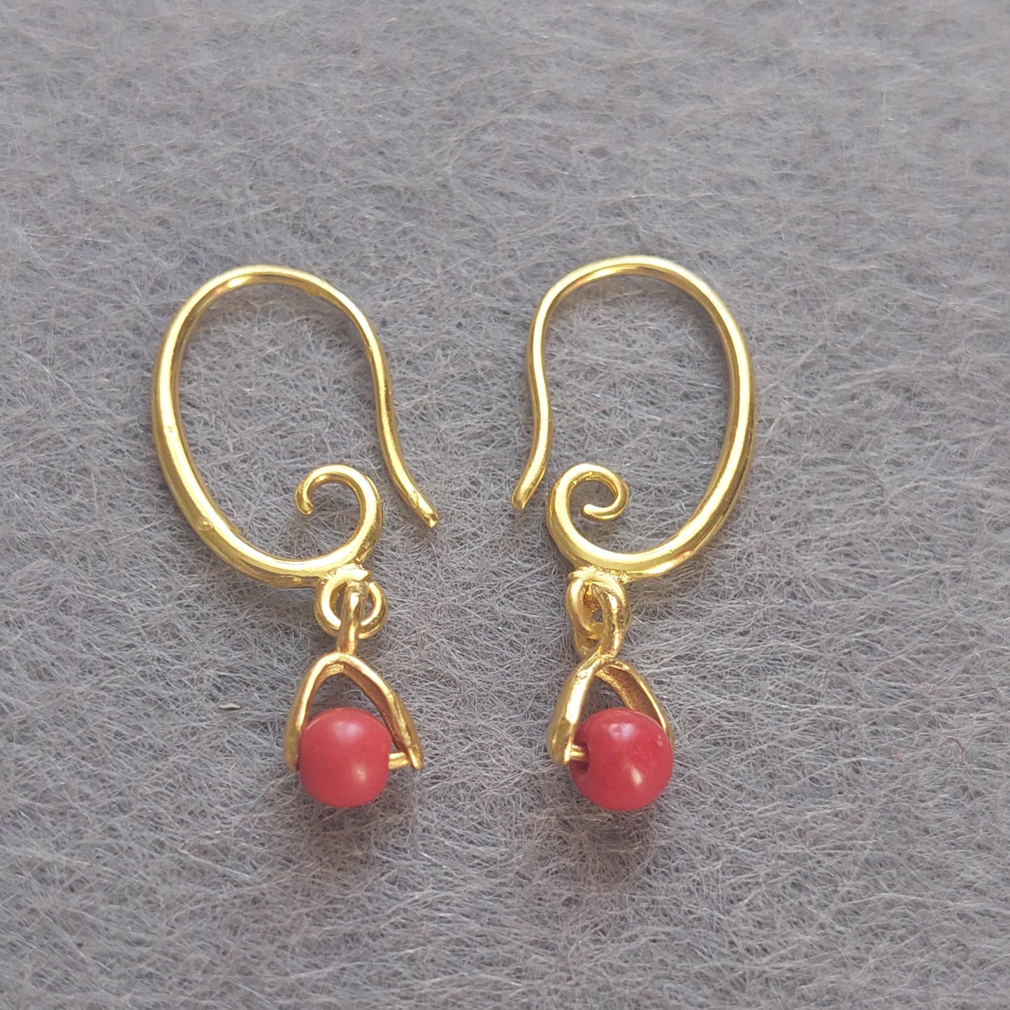 Gold Stainless Steel Earrings with Natural Gemstones – Lapis Lazuli, Amethyst, Coral | Handmade Dainty Jewelry Gift for Her