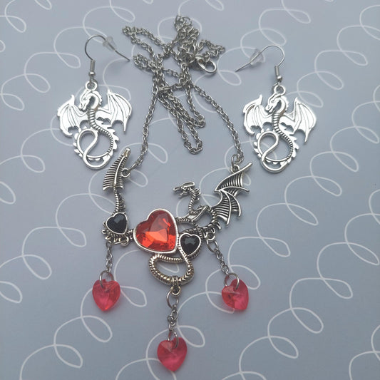 Gothic Dragon & Snake Jewelry Set – Statement Necklace + Earrings | Unique Gift for Her, Fantasy & Gothic Fashion